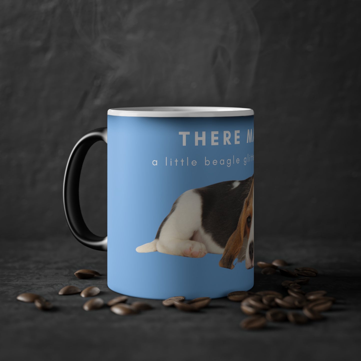 There May Be A Little Beagle Glitter Magic Mug, 325ml - Light Blue