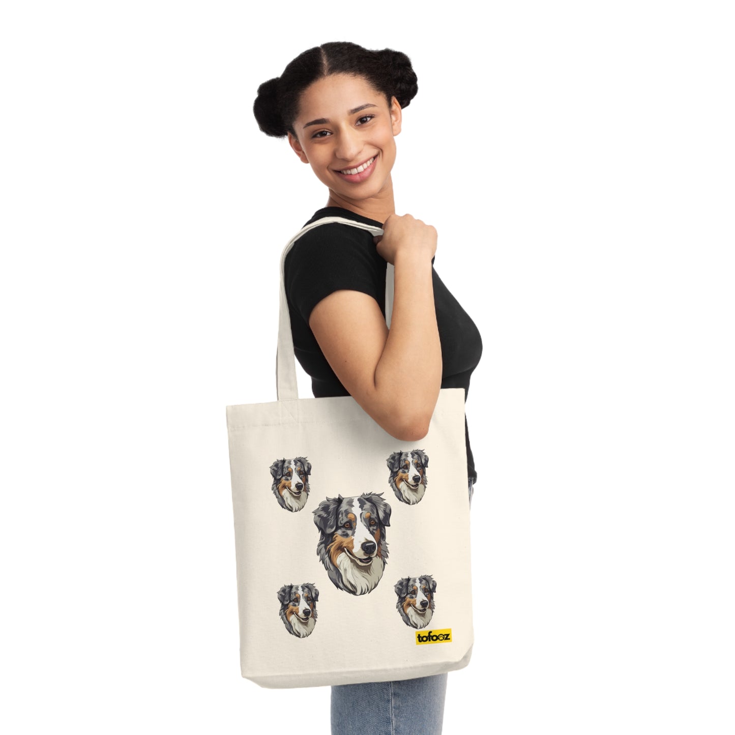 Blue Merle Aussie Print Woven Tote Bag