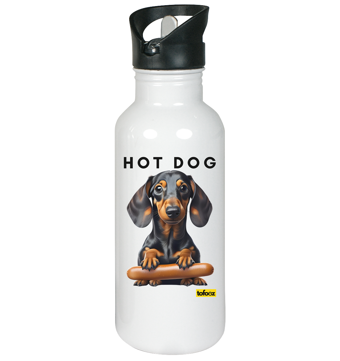 Hot Dog - Dachshund - Stainless Steel Drink Bottle With Straw