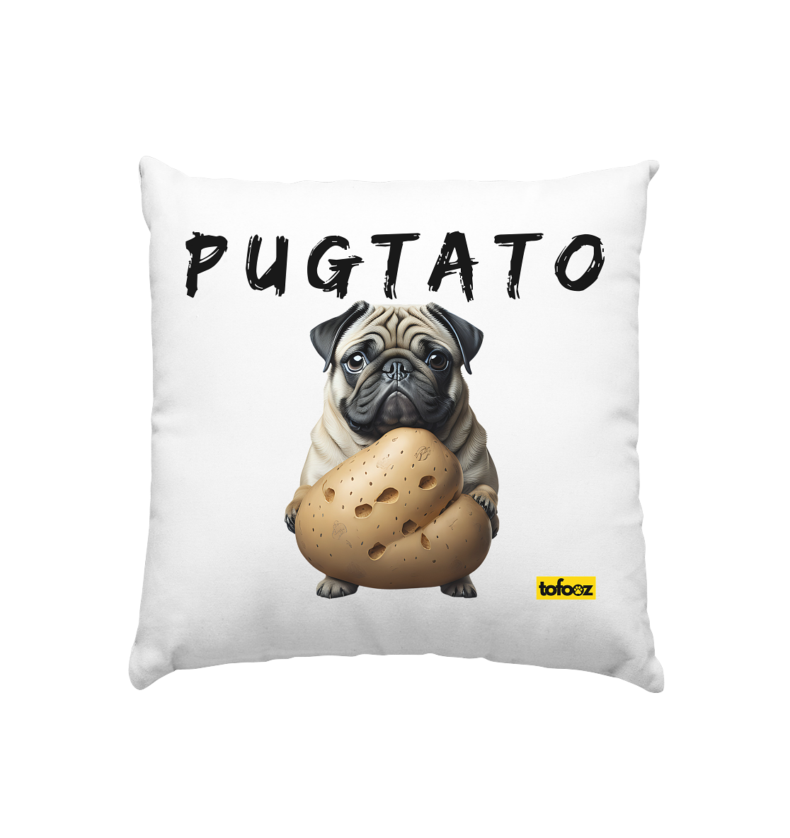 Pugtato - Pug - White Cushion