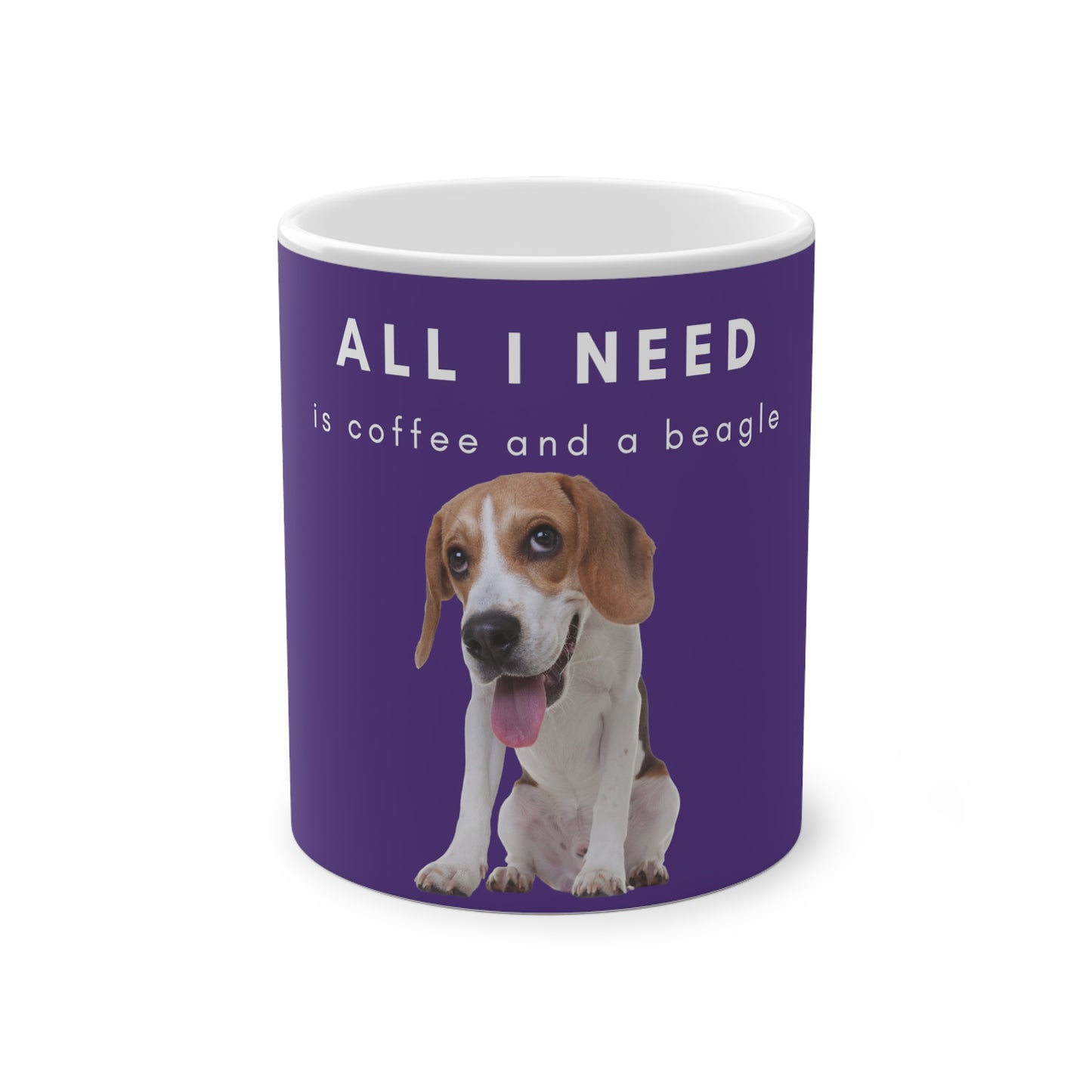 All I Need Is Coffee And A Beagle Magic Mug, 325ml - Purple