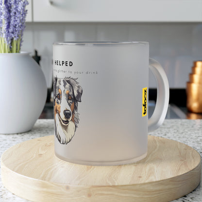 I Helped Add Aussome Glitter Blue Merle Aussie - Frosted Glass Mug, 325ml