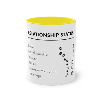 Relationship Status, I Have Dogs Two-Tone Coffee Mug, 325ml - White