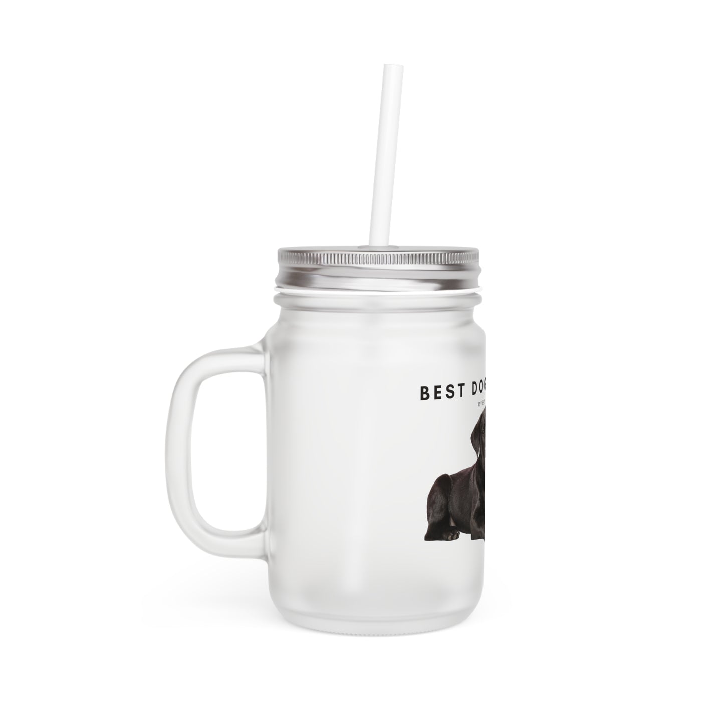 Best Dog Mom Black Lab - Mason Jar With Straw And Lid, 355ml