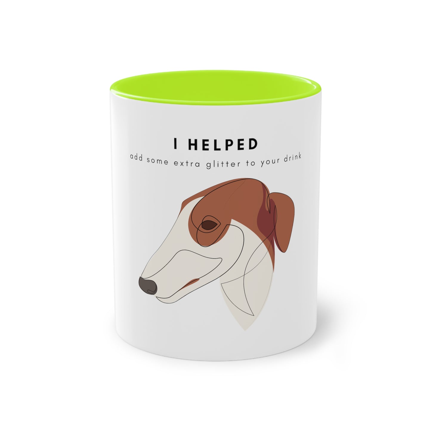 I Helped Add Glitter Borzoi Graphic Two-Tone Coffee Mug, 325ml - White