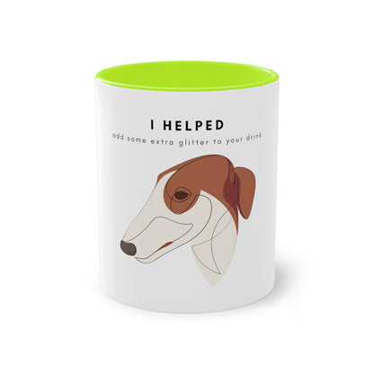 I Helped Add Glitter Borzoi Graphic Two-Tone Coffee Mug, 325ml - White