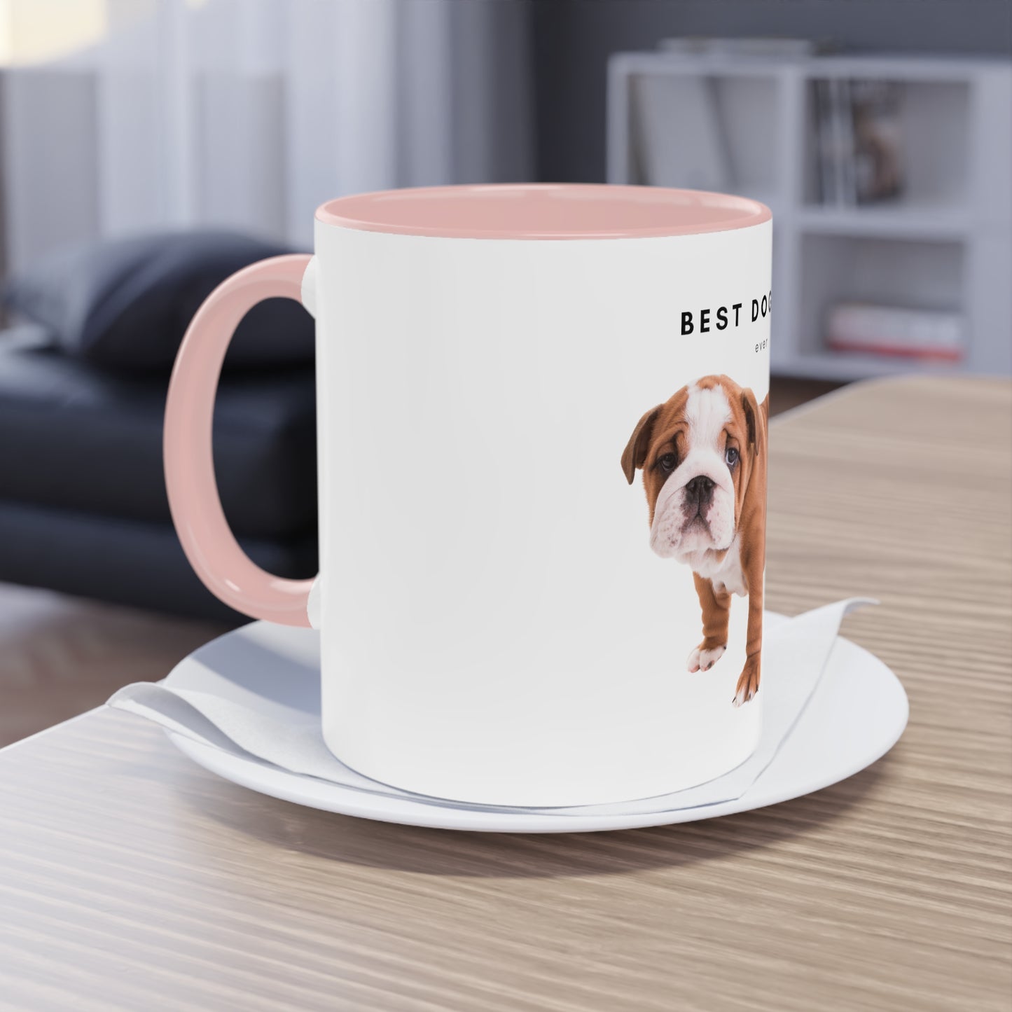 Best Dog Dad Ever English Bulldog Two-Tone Coffee Mug, 325ml - White