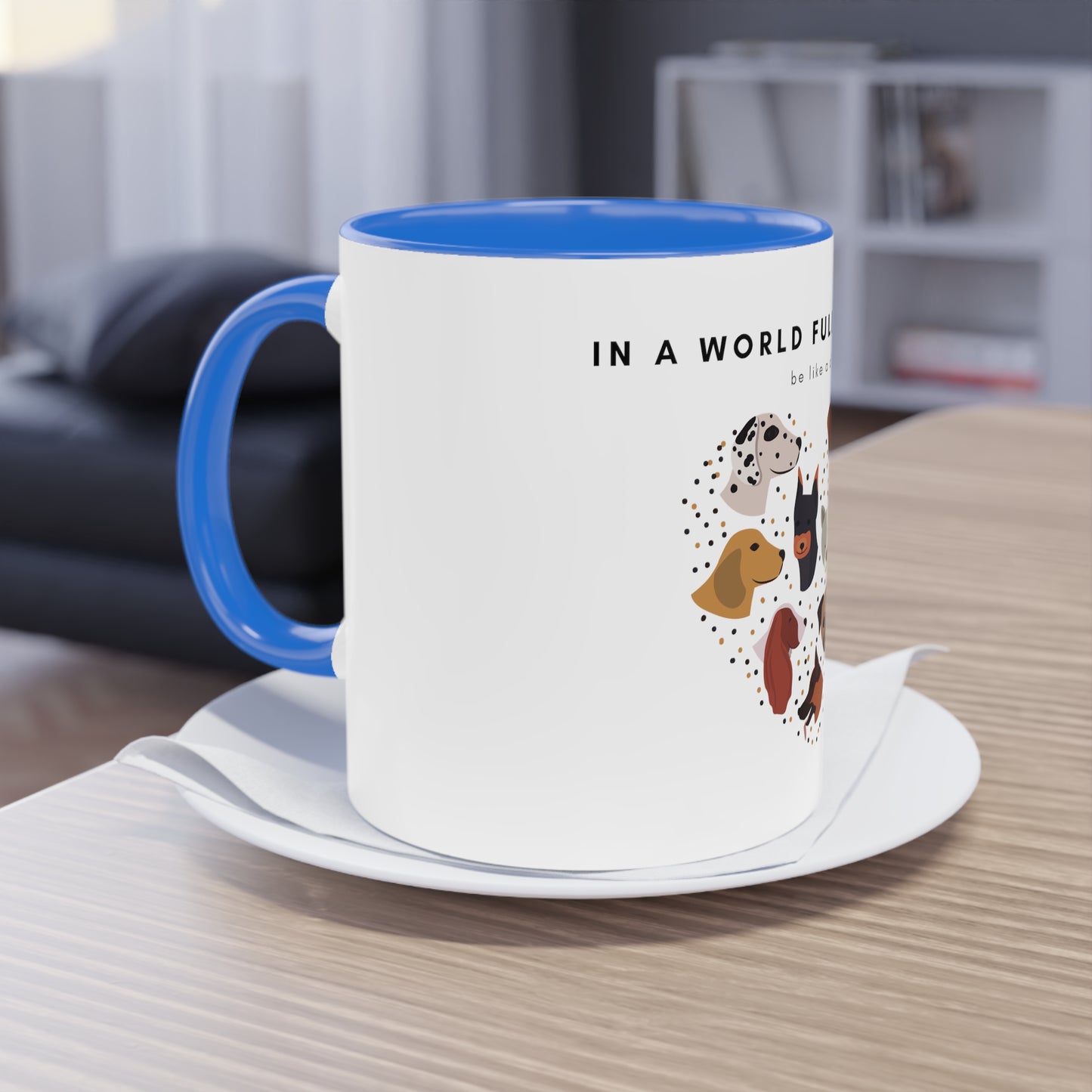 In A World Full Of People Dog Two-Tone Coffee Mug, 325ml - White