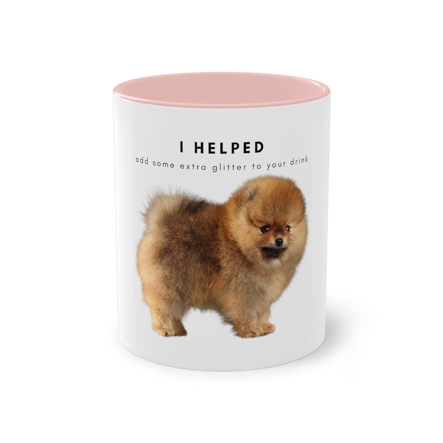 I Helped Add Glitter Tan Pomeranian Two-Tone Coffee Mug, 325ml - White