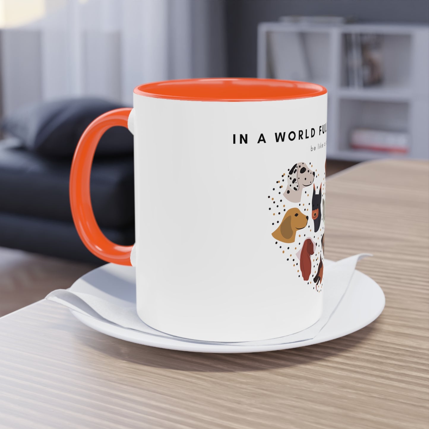 In A World Full Of People Dog Two-Tone Coffee Mug, 325ml - White