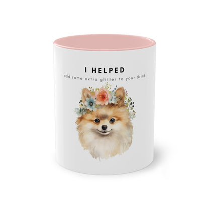 I Helped Add Glitter Pomeranian Two-Tone Coffee Mug, 325ml - White