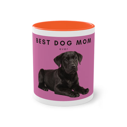 Best Dog Mom Black Lab Two-Tone Coffee Mug, 325ml - Pink