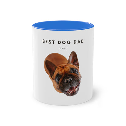 Best Dog Dad Ever Brown French Bulldog Two-Tone Coffee Mug, 325ml - White