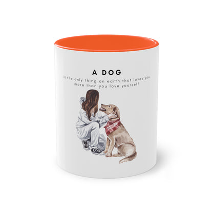 A Dog Love Yourself Two-Tone Coffee Mug, 325ml - White