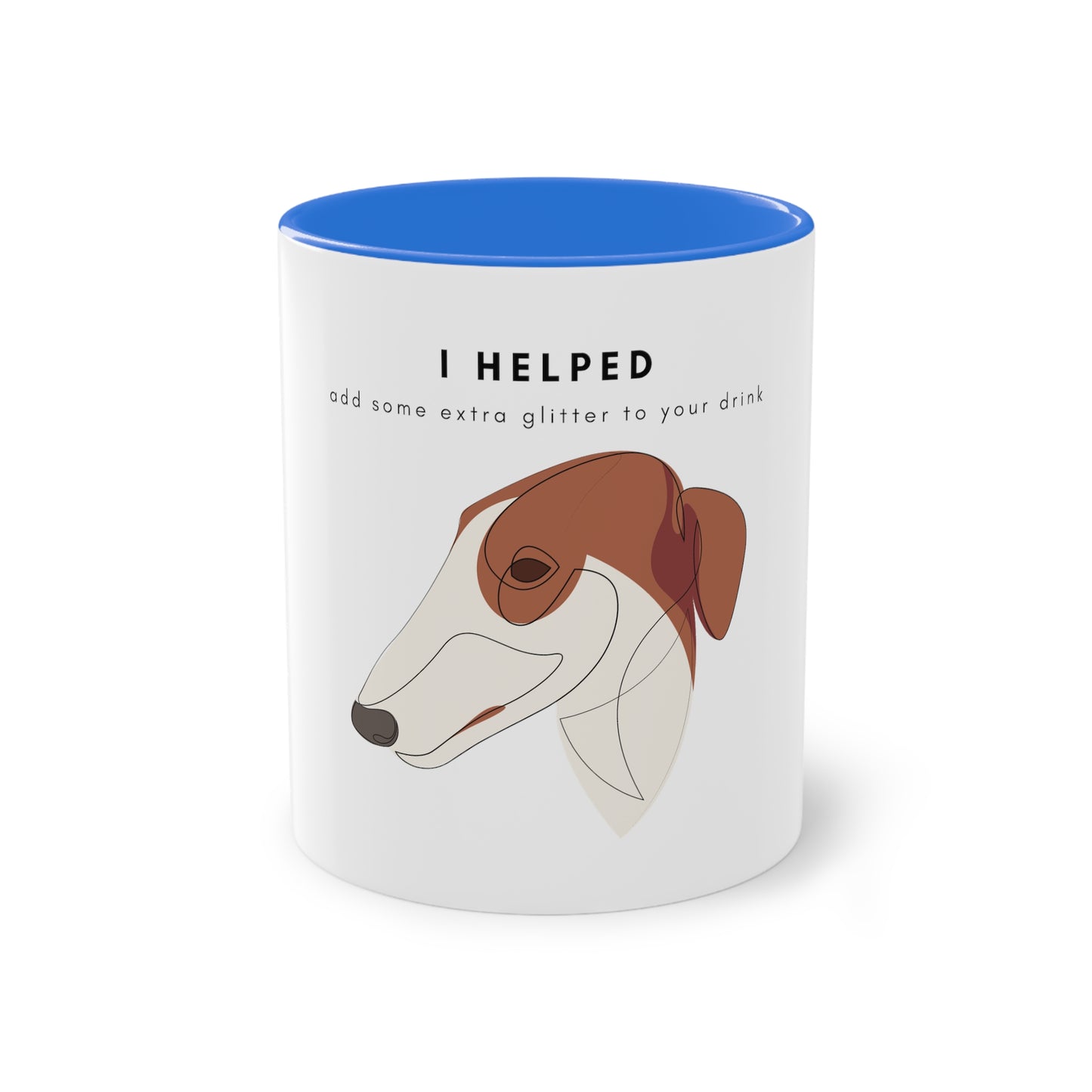 I Helped Add Glitter Borzoi Graphic Two-Tone Coffee Mug, 325ml - White