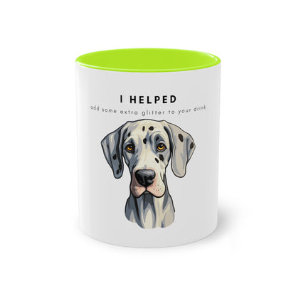 I Helped Add Glitter Great Dane White Two-Tone Coffee Mug, 325ml - White