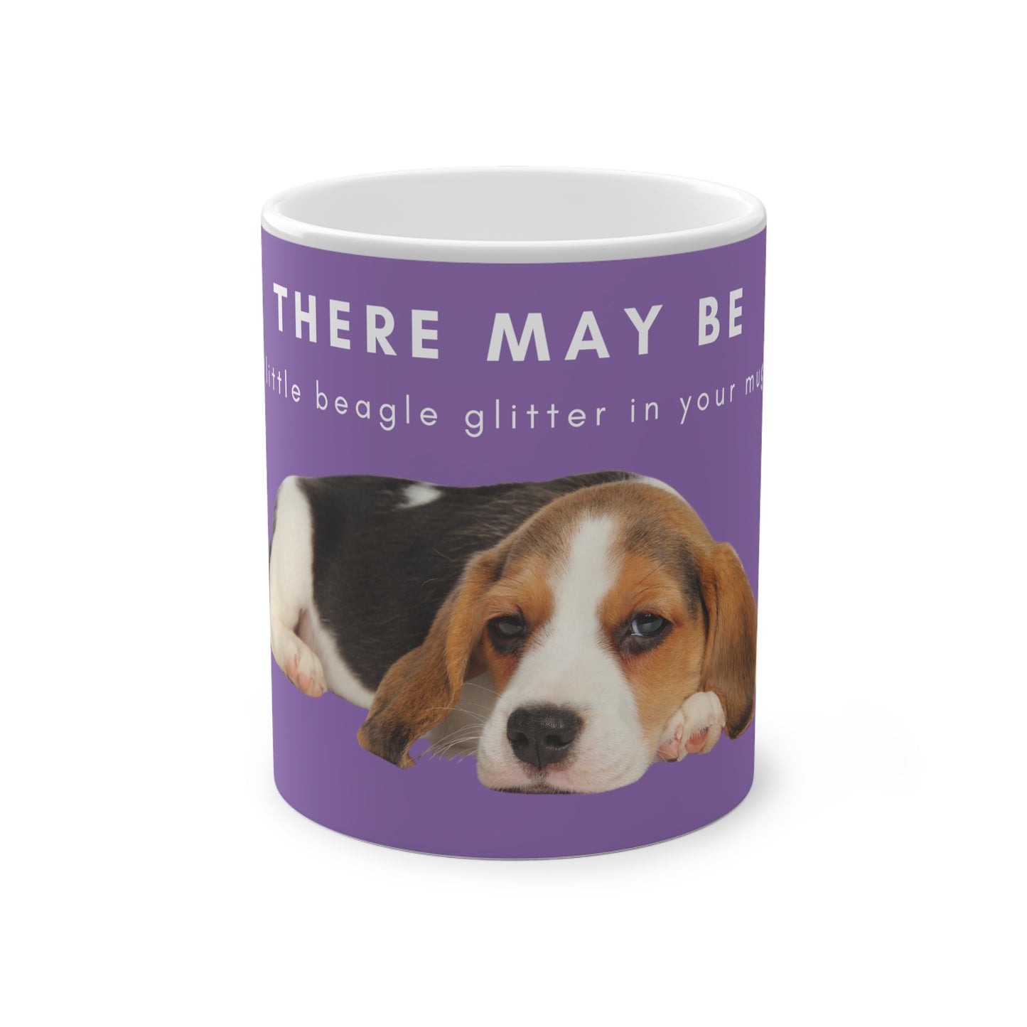 There May Be A Little Beagle Glitter Magic Mug, 325ml - Purple