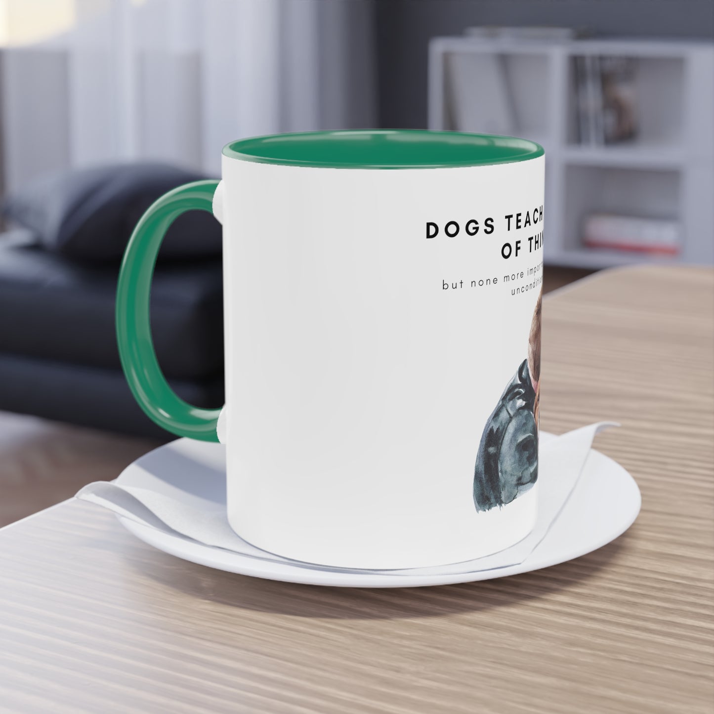 Dogs Teach Us Two-Tone Coffee Mug, 325ml - White