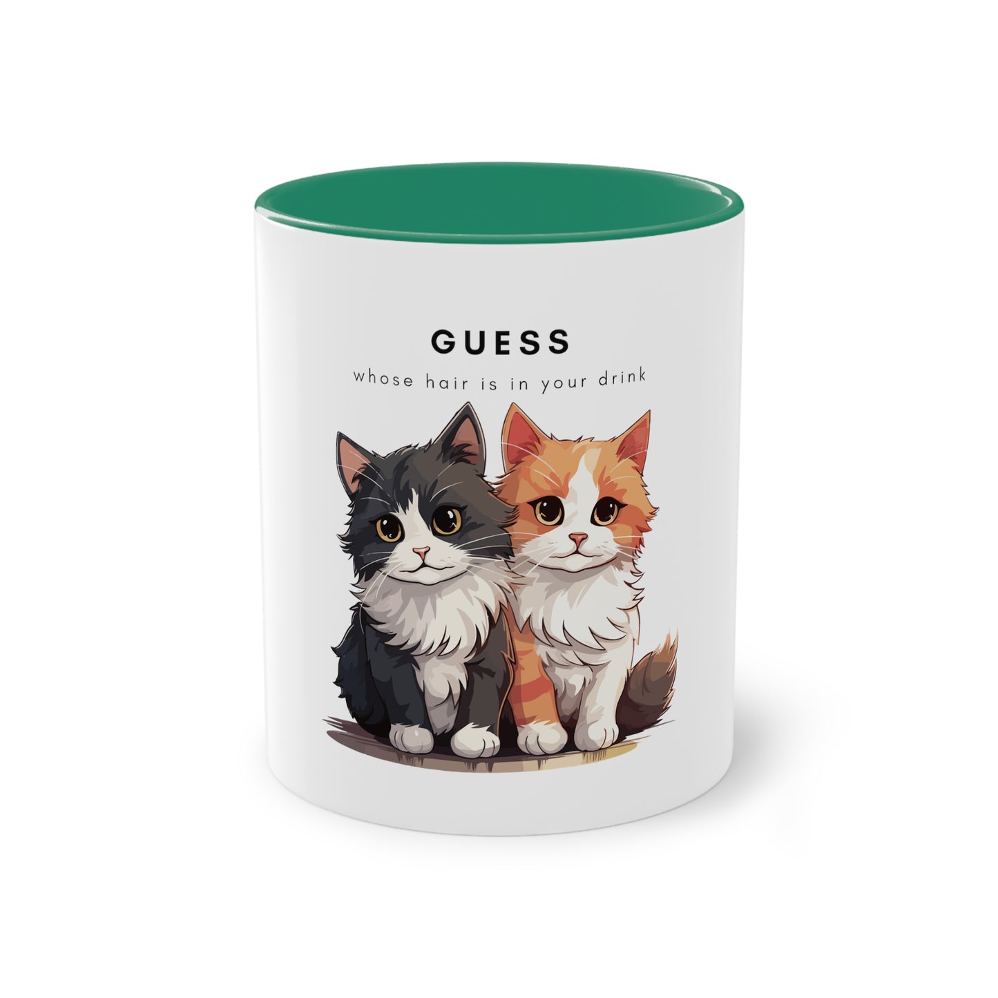 Guess Whose Hair Cats Two-Tone Coffee Mug, 325ml - White