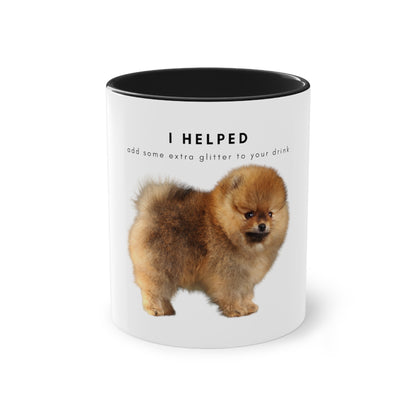 I Helped Add Glitter Tan Pomeranian Two-Tone Coffee Mug, 325ml - White