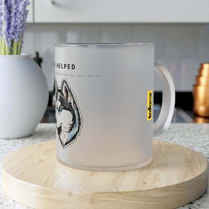 I Helped Add Glitter Husky Sticker - Frosted Glass Mug, 325ml