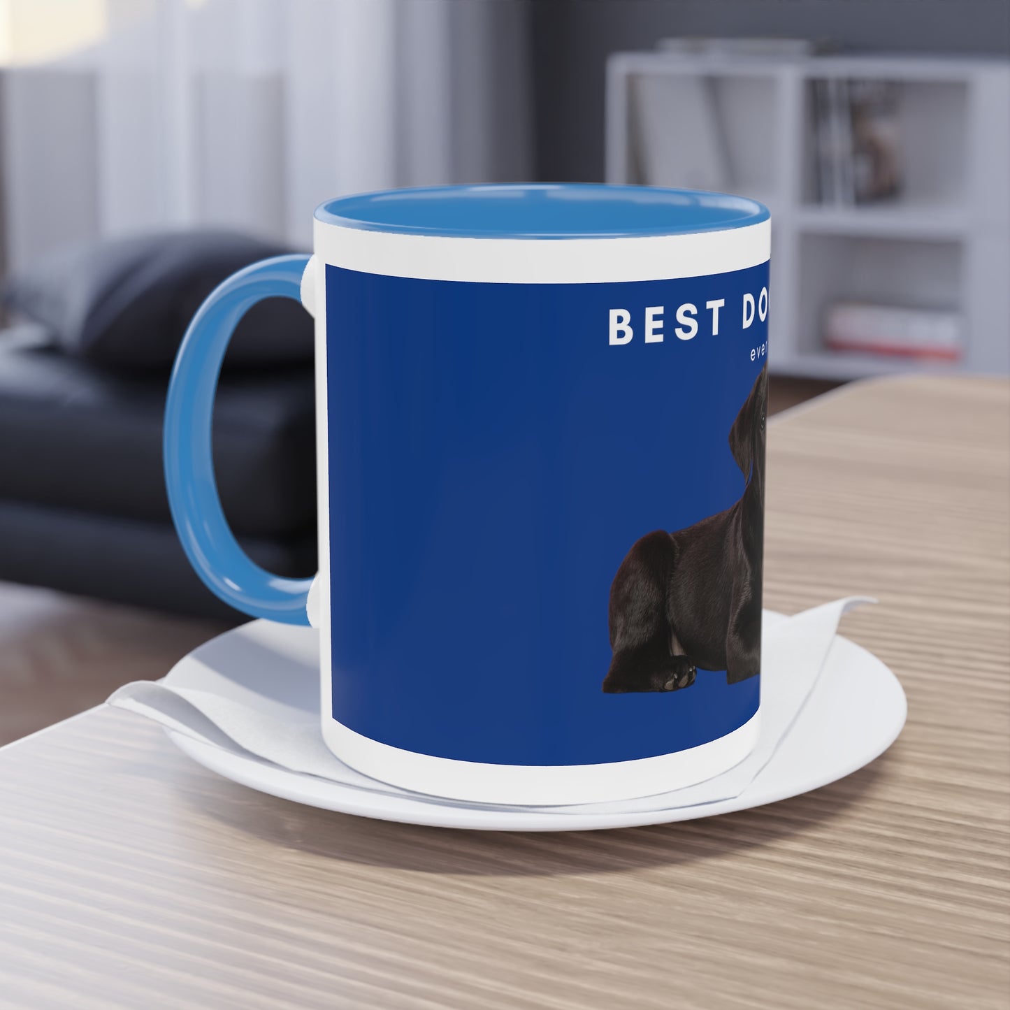 Best Dog Dad Black Lab Two-Tone Coffee Mug, 325ml - Blue