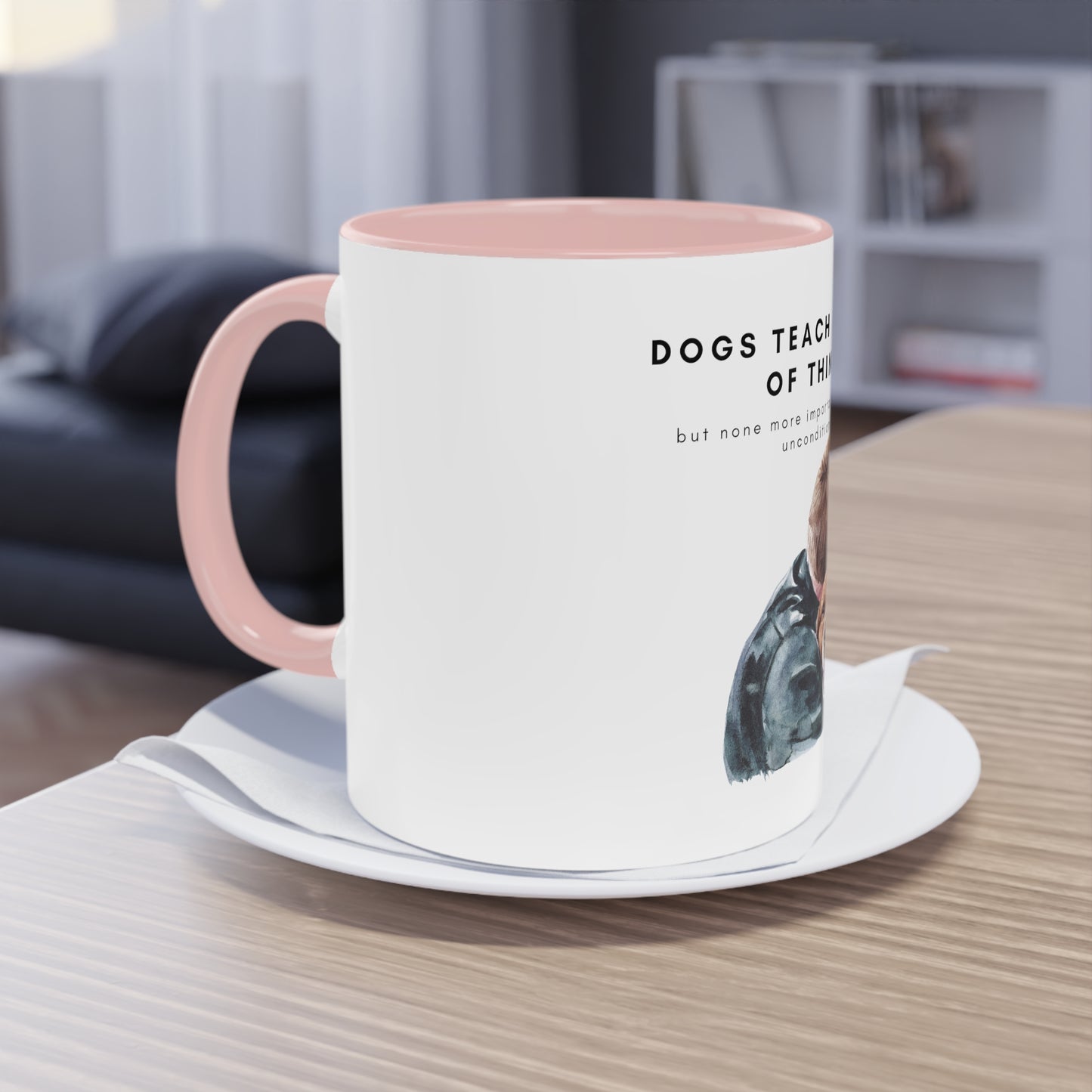 Dogs Teach Us Two-Tone Coffee Mug, 325ml - White