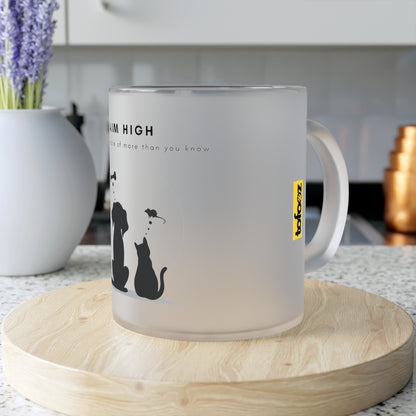 Aim High Cat and Dog - Frosted Glass Mug, 325ml