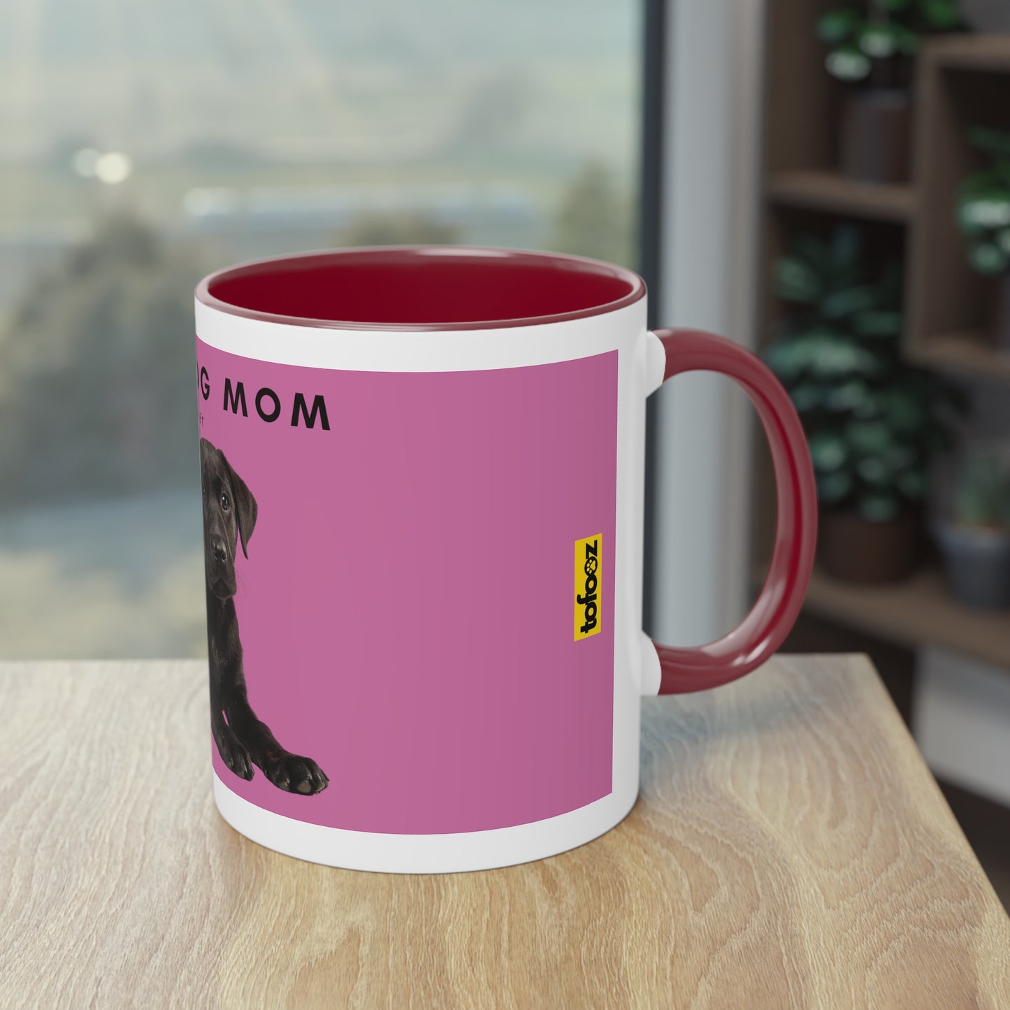 Best Dog Mom Black Lab Two-Tone Coffee Mug, 325ml - Pink