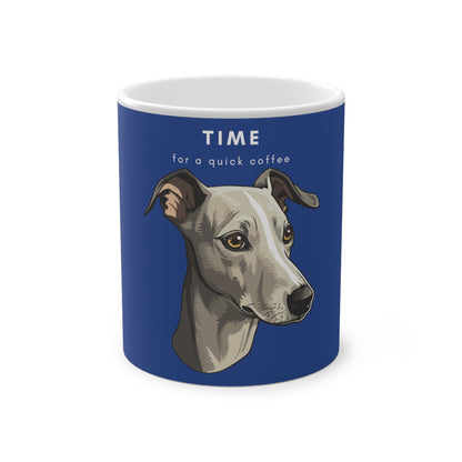 Time For A Quick Coffee Italian Greyhound Magic Mug, 325ml - Dark Blue