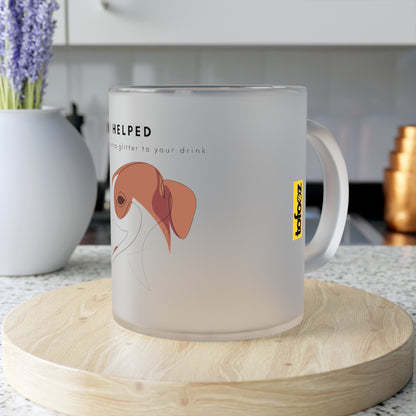 I Helped Add Glitter Borzoi Graphic - Frosted Glass Mug, 325ml