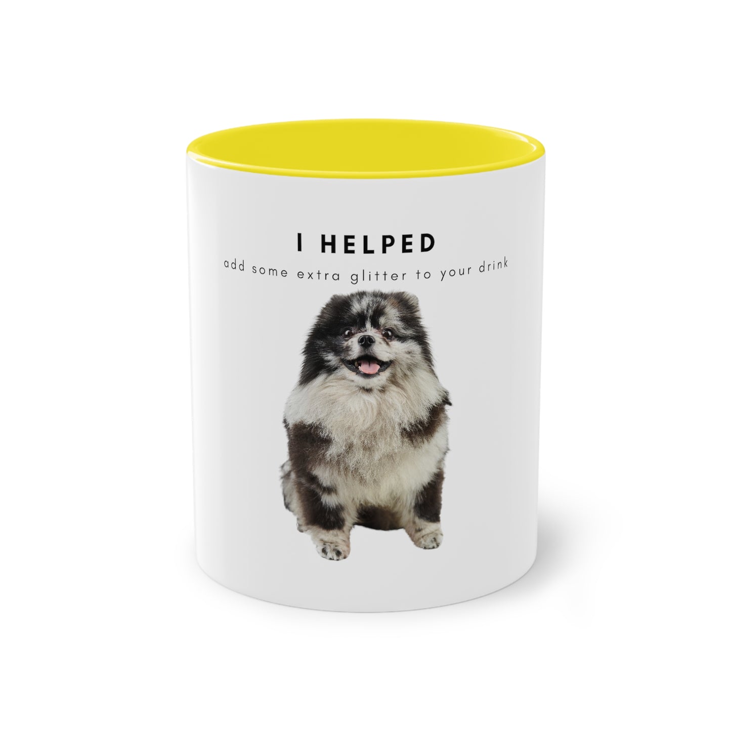 I Helped Add Glitter Merle Pomeranian Two-Tone Coffee Mug, 325ml - White