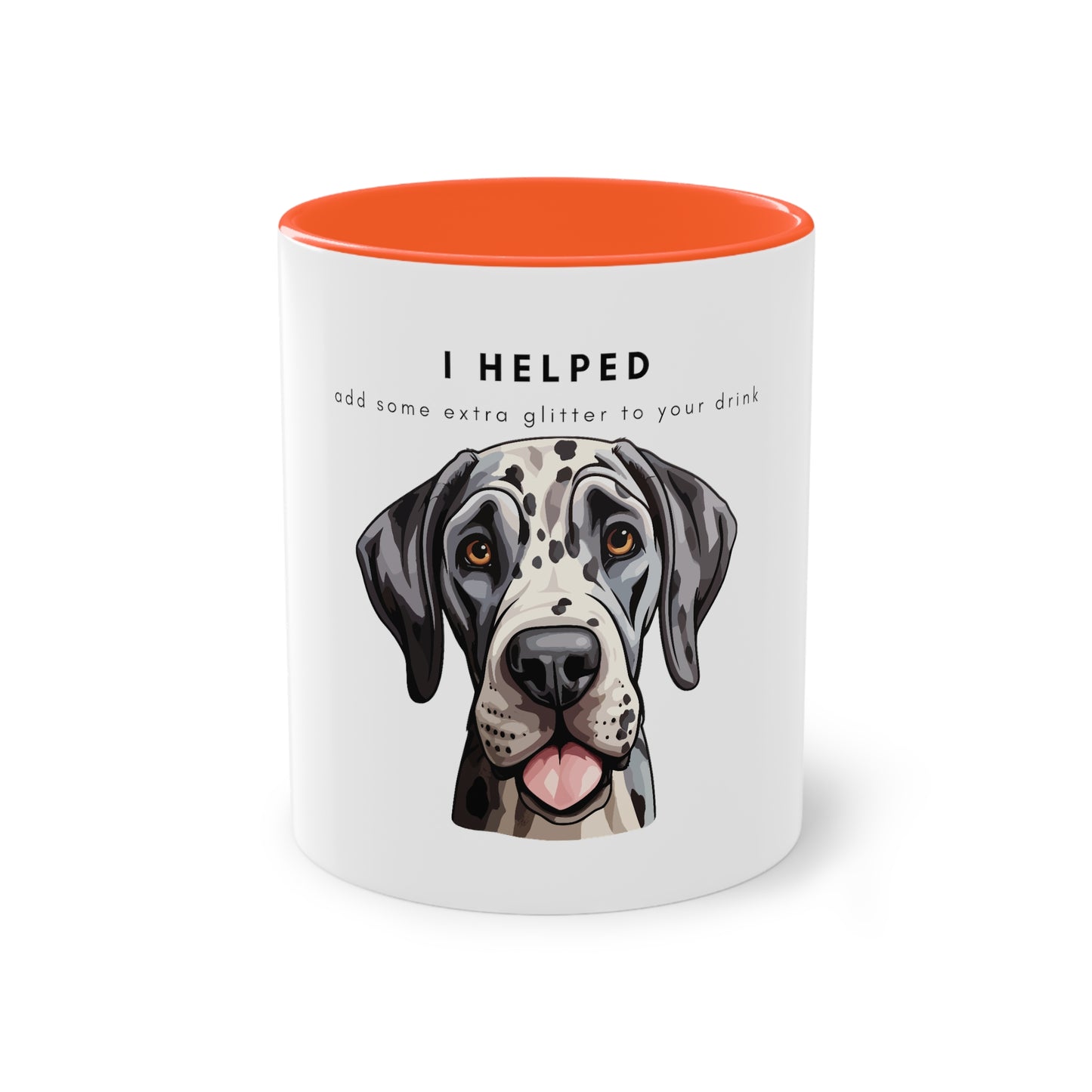 I Helped Add Glitter Great Dane Tongue Out Two-Tone Coffee Mug, 325ml - White