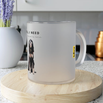 All I Need Is Coffee And My Saluki - Frosted Glass Mug, 325ml