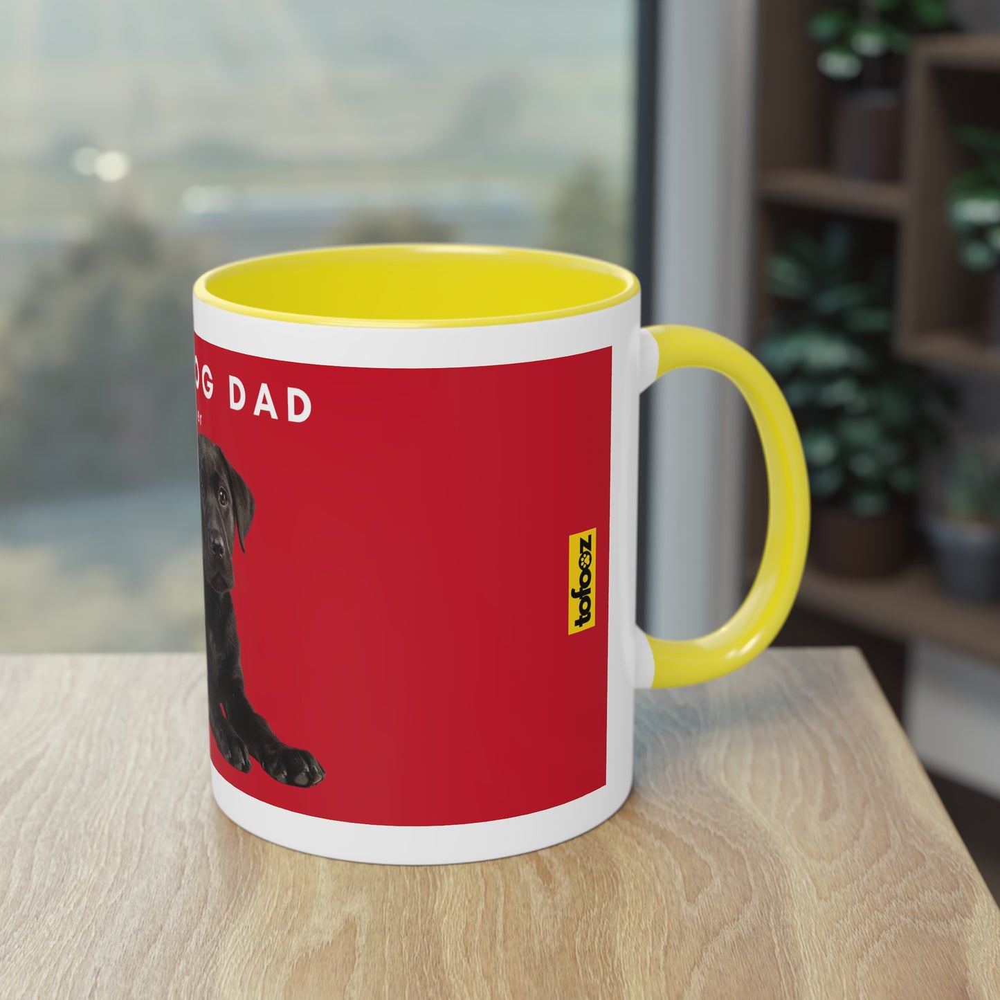 Best Dog Dad Black Lab Two-Tone Coffee Mug, 325ml - Red