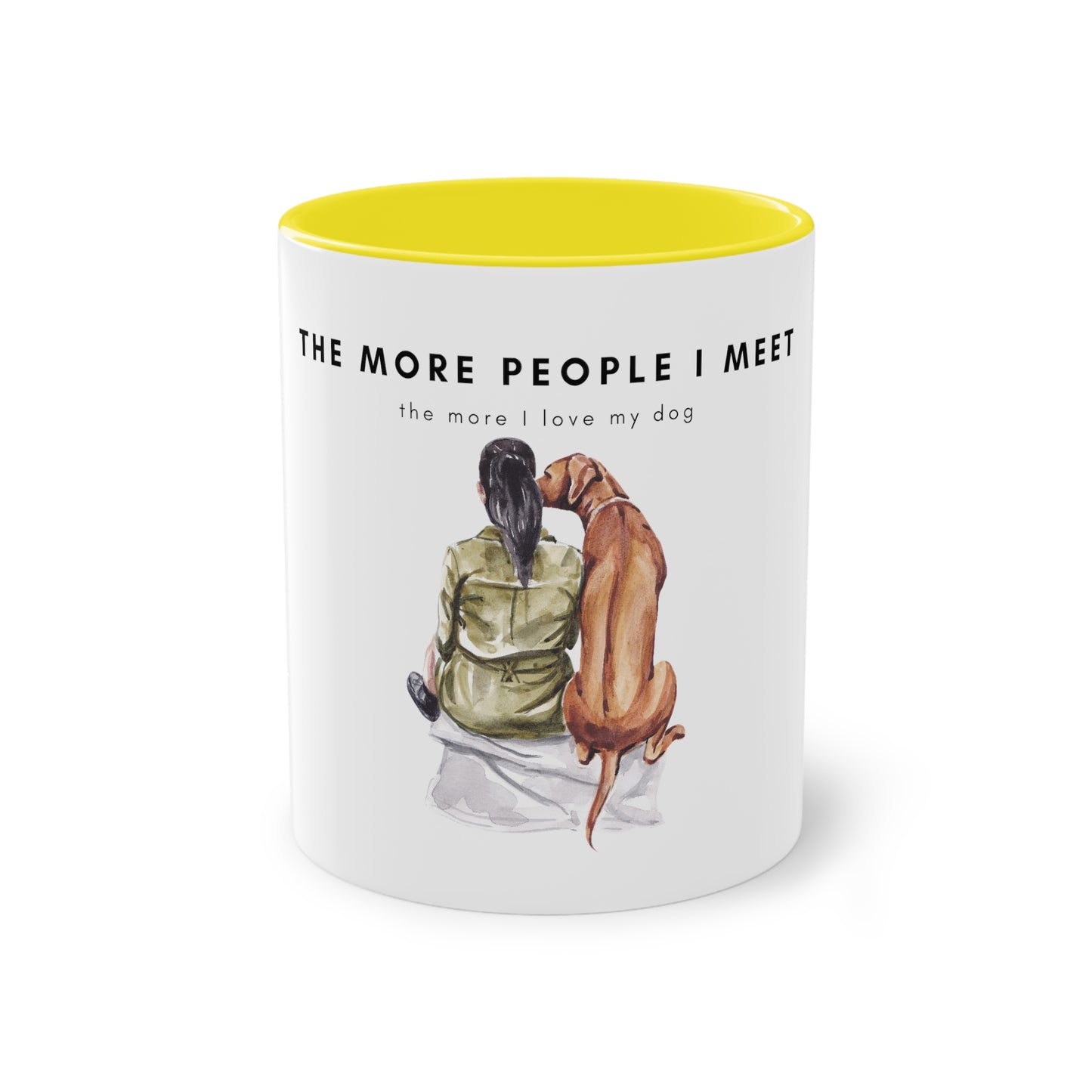 More People I Meet More I Love My Dog Two-Tone Coffee Mug, 325ml - White