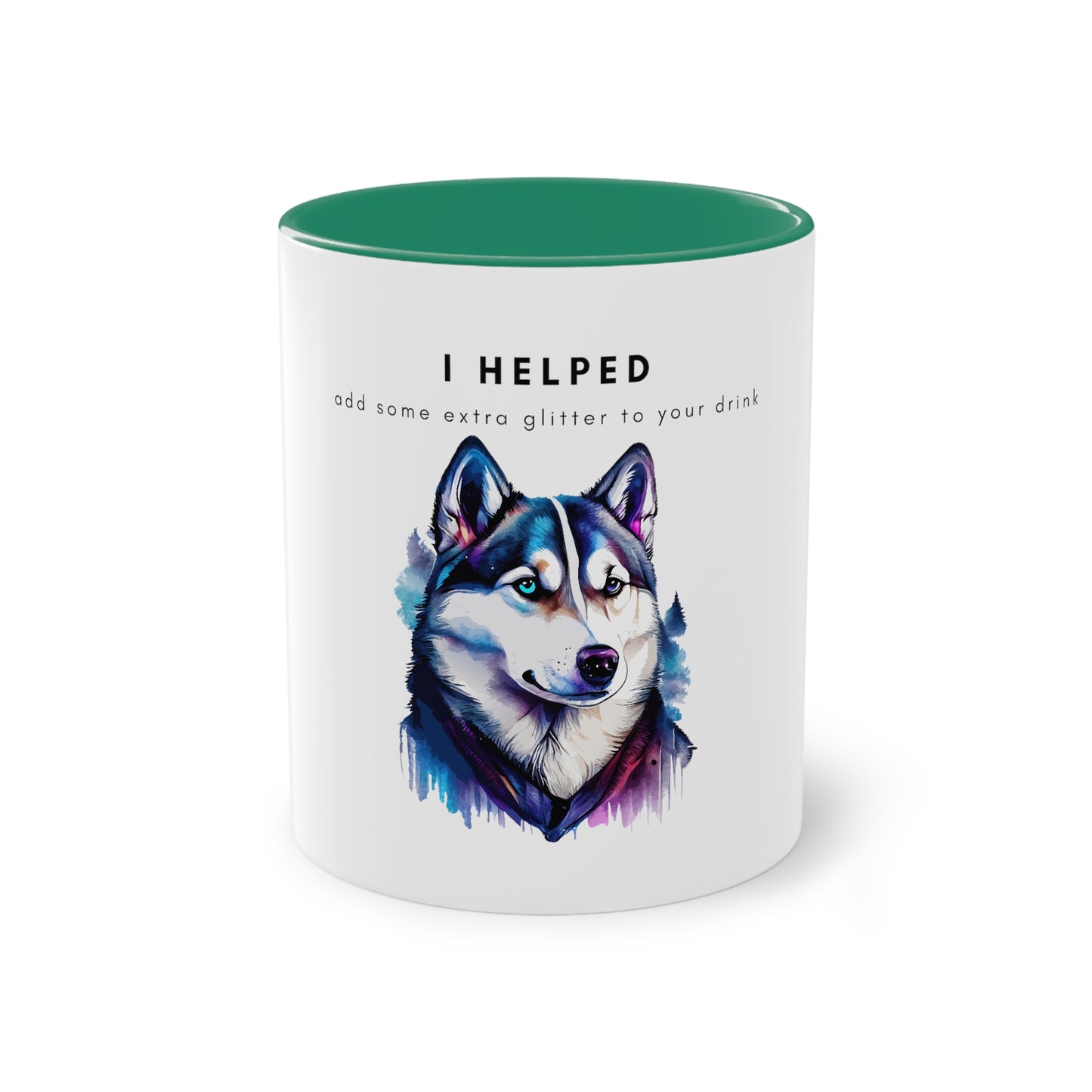 I Helped Add Glitter Husky Galaxy Two-Tone Coffee Mug, 325ml - White