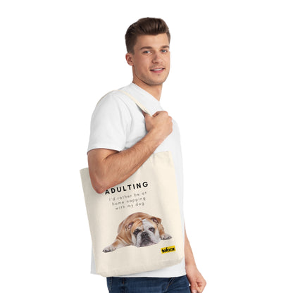 Adulting Rather Be Napping English Bulldog Woven Tote Bag