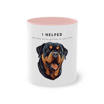 I Helped Add Glitter Rottweiler Two-Tone Coffee Mug, 325ml - White