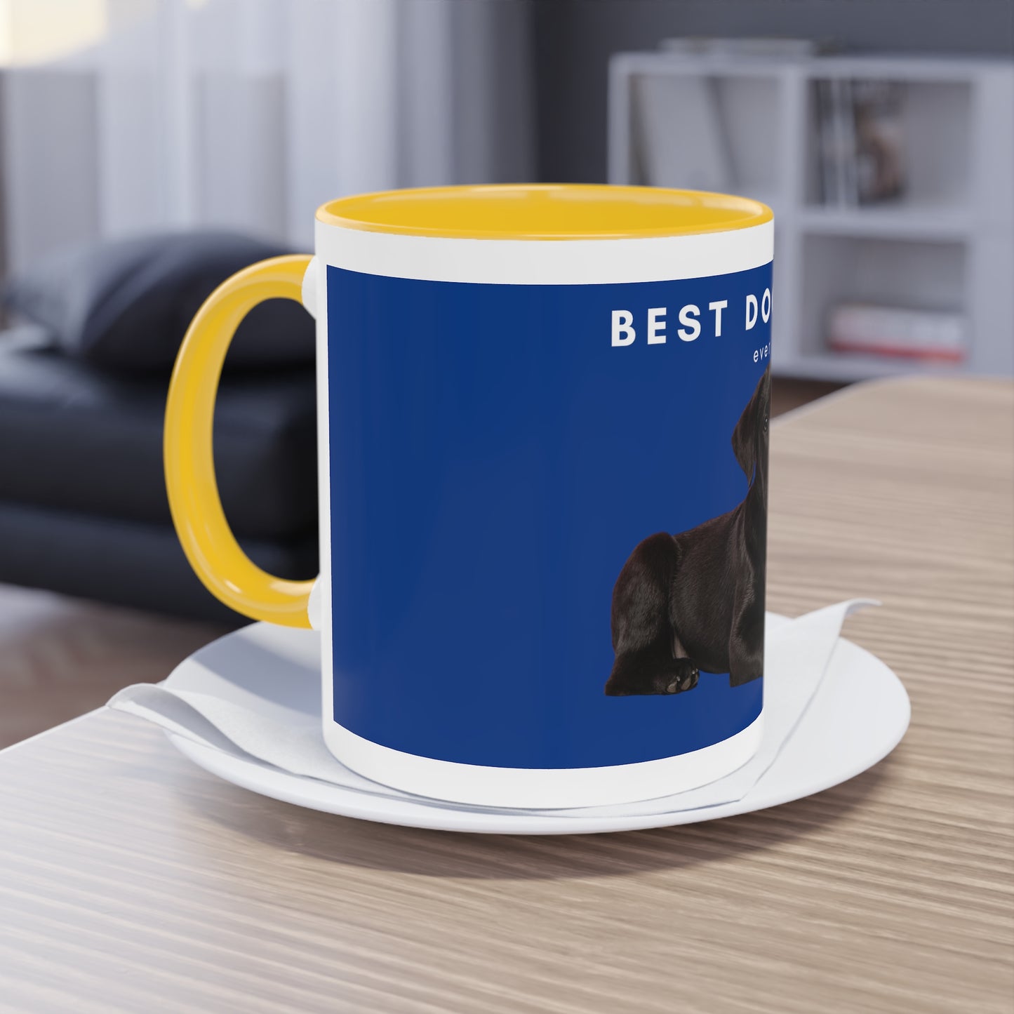 Best Dog Dad Black Lab Two-Tone Coffee Mug, 325ml - Blue