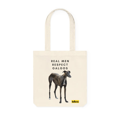 Real Men Respect Galgos Brown White Chest Woven Tote Bag