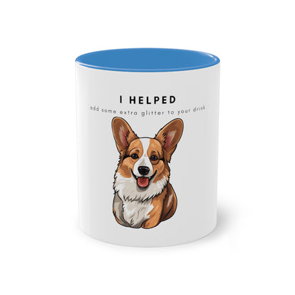 I Helped Add Glitter Corgi Two-Tone Coffee Mug, 325ml - White