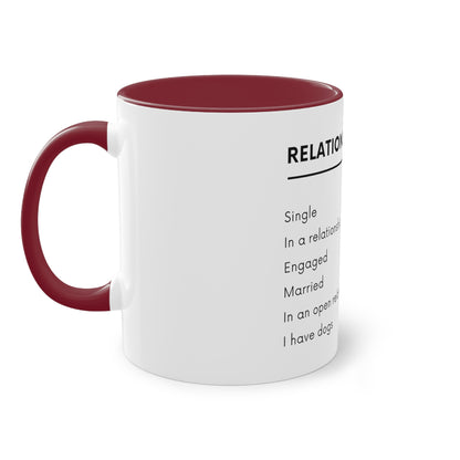 Relationship Status, I Have Dogs Two-Tone Coffee Mug, 325ml - White