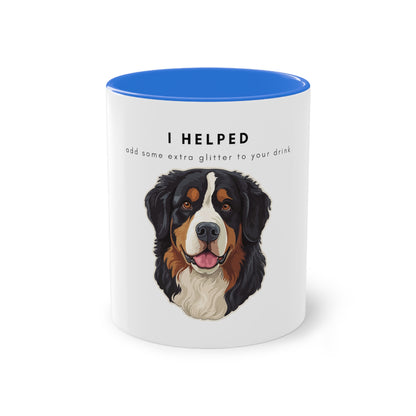 I Helped Add Glitter Bernese Mountain Dog Two-Tone Coffee Mug, 325ml - White