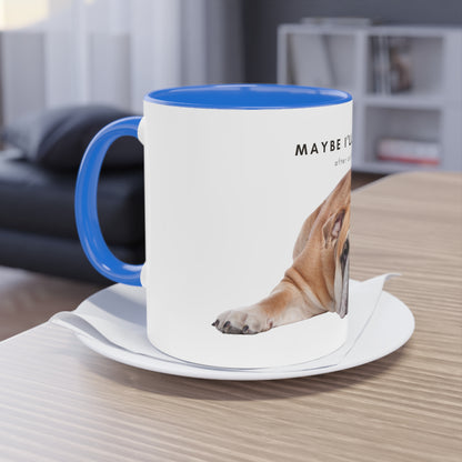 Maybe After Coffee Bulldog Two-Tone Coffee Mug, 325ml - White