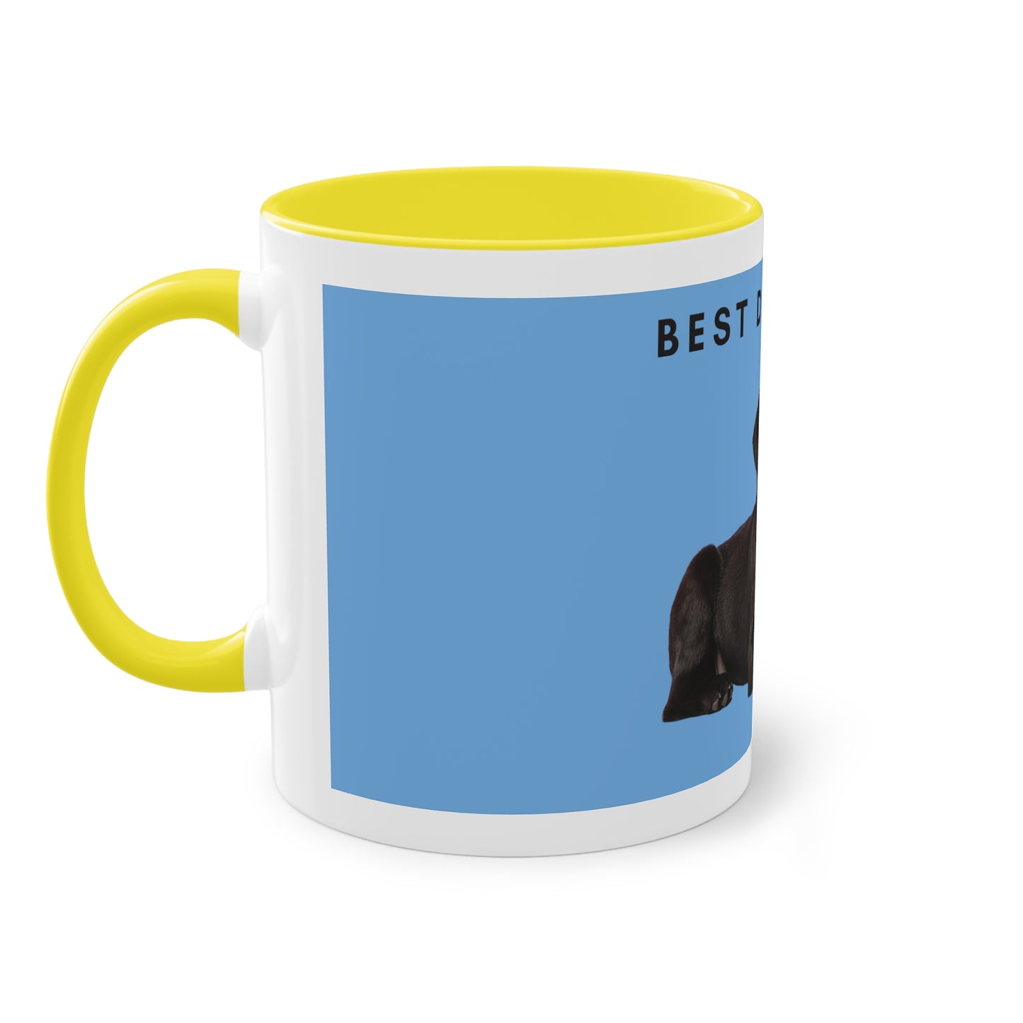 Best Dog Mom Black Lab Two-Tone Coffee Mug, 325ml - Light Blue