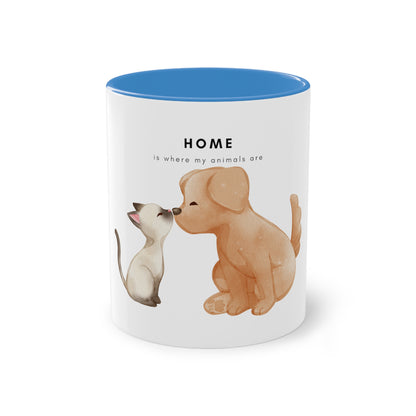 Home Is Where My Animals Are Two-Tone Coffee Mug, 325ml - White