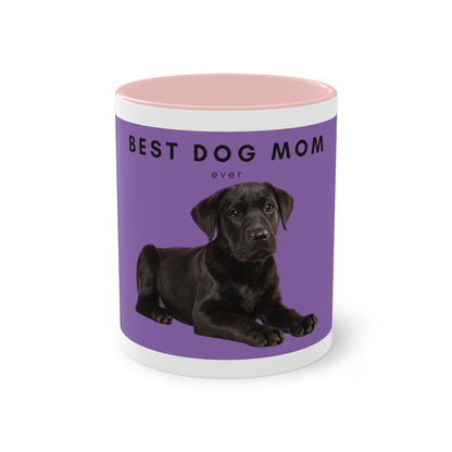 Best Dog Mom Black Lab Two-Tone Coffee Mug, 325ml - Purple