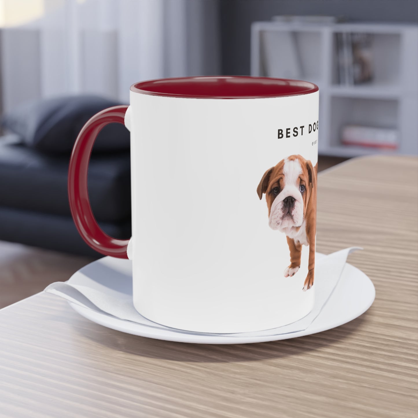 Best Dog Mom Ever English Bulldog Two-Tone Coffee Mug, 325ml - White