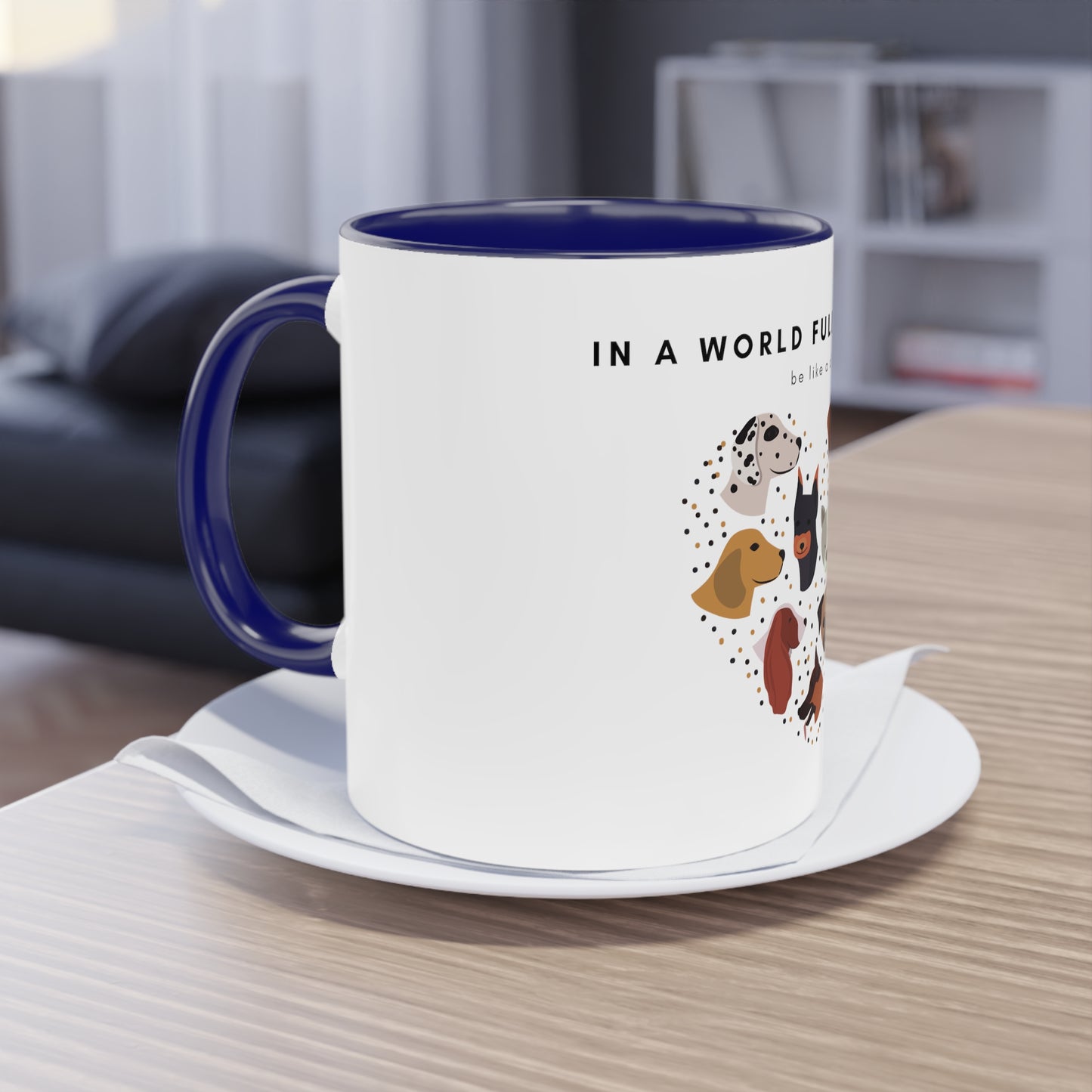 In A World Full Of People Dog Two-Tone Coffee Mug, 325ml - White